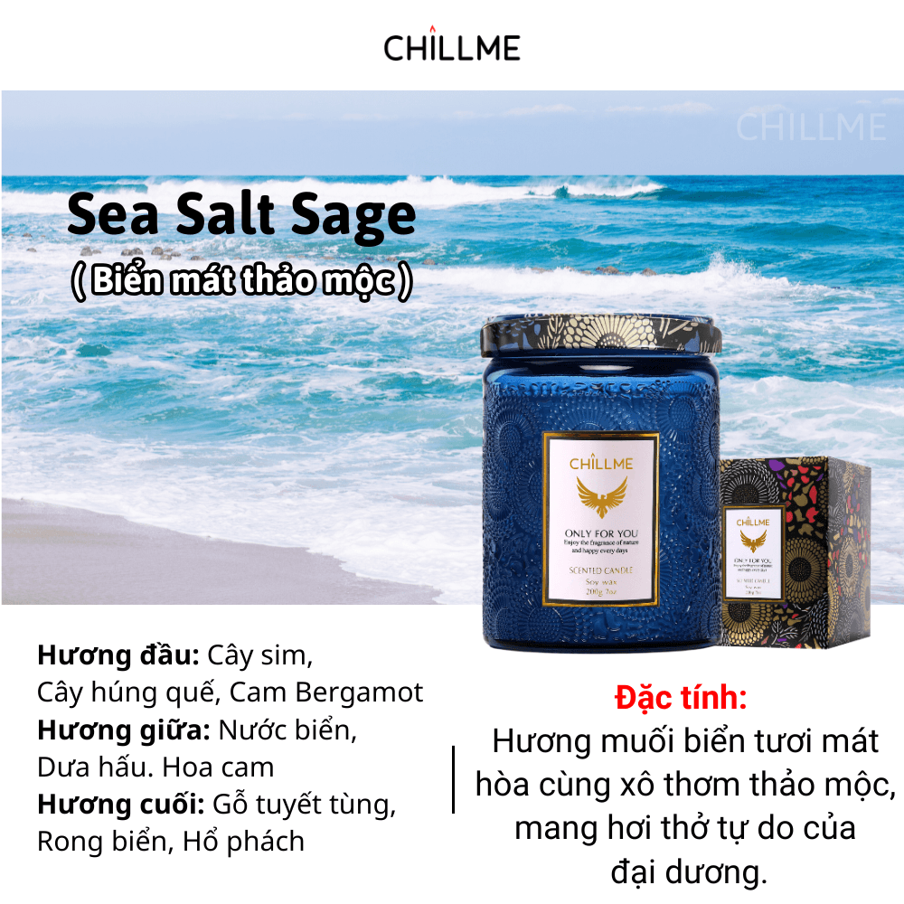  Nến thơm phòng tinh dầu chillme Luxury 400g ( 200g sáp ) organic không khói dễ ngủ trang trí - LXR 
