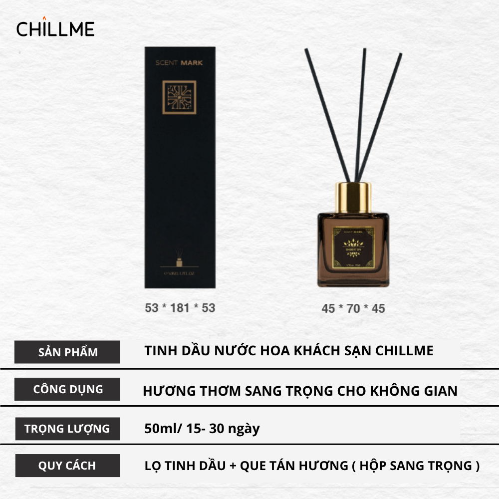  Tinh dầu thơm phòng khách sạn hotel Chillme hương nước hoa tinh tế thư giãn reed diffuser khuyếch tán 