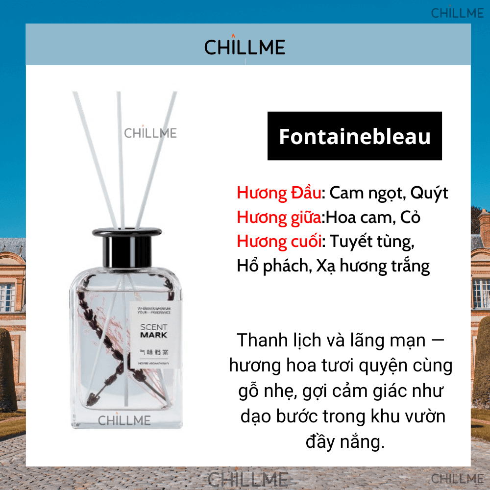  Tinh dầu thơm phòng tán hương Chillme hoa thơm khuếch tán sang trọng đuổi muỗi decor trang trí - TDCT04 