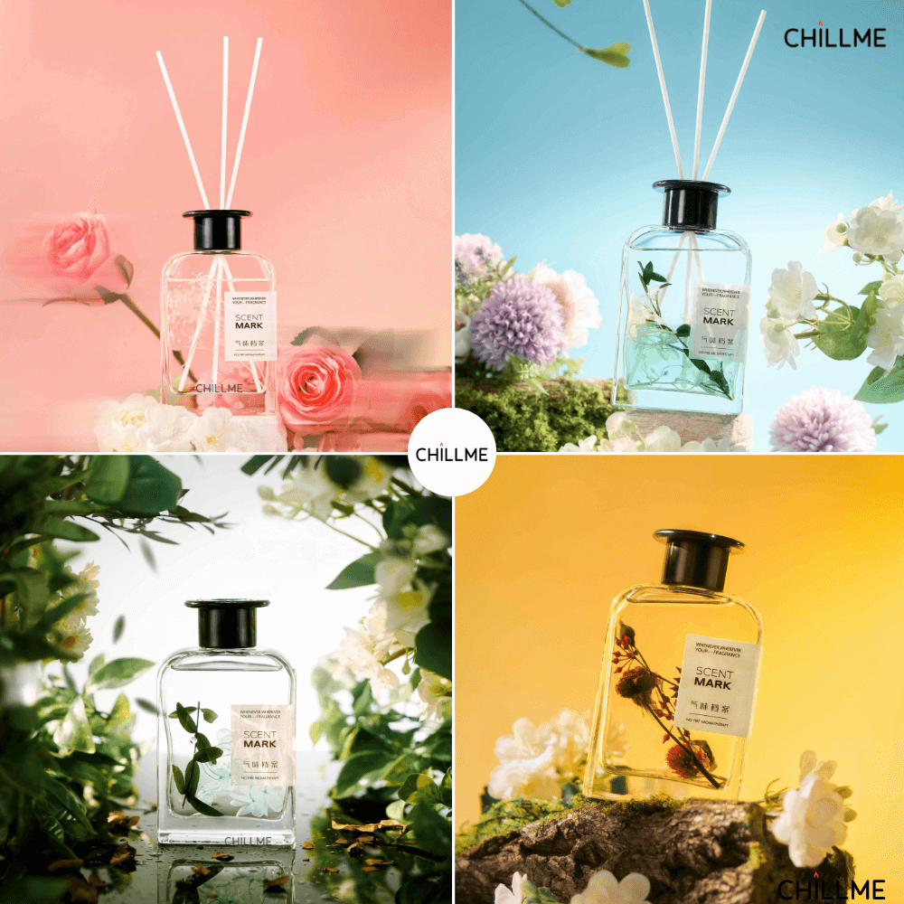  Tinh dầu thơm phòng tán hương Chillme hoa thơm khuếch tán sang trọng đuổi muỗi decor trang trí - TDCT04 