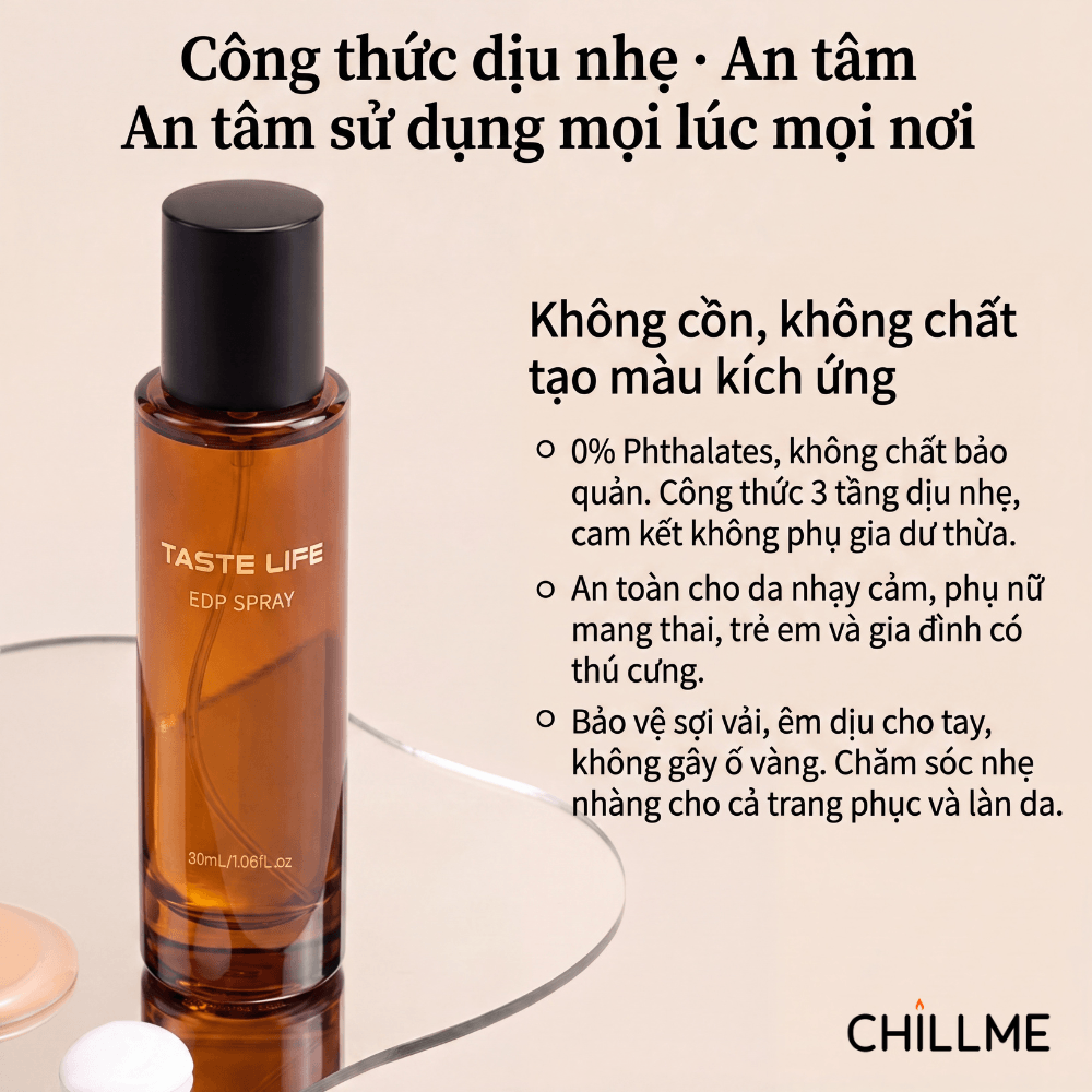  Xịt thơm vải quần áo hương nước hoa Chillme 30ml khử mùi kháng khuẩn hương thơm lưu hương lâu bền 