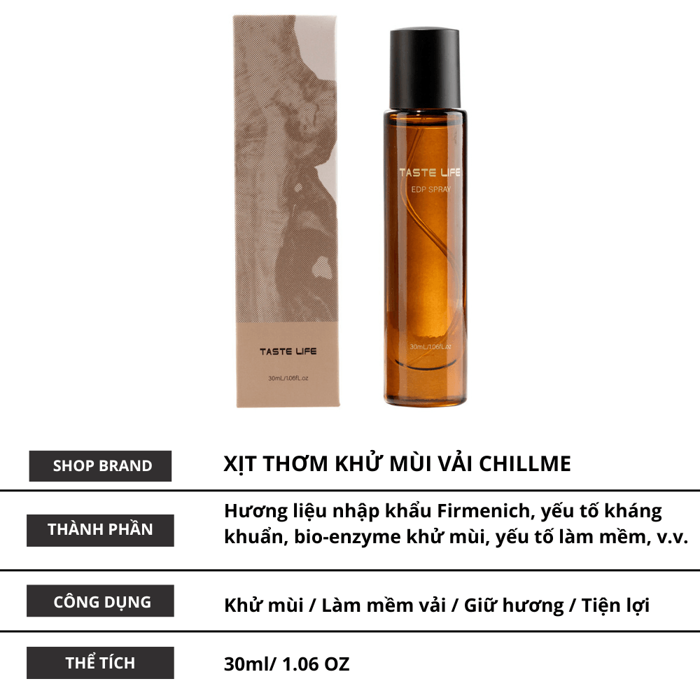  Xịt thơm vải quần áo hương nước hoa Chillme 30ml khử mùi kháng khuẩn hương thơm lưu hương lâu bền 