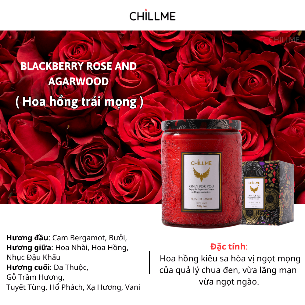  Nến thơm phòng tinh dầu chillme Luxury 400g ( 200g sáp ) organic không khói dễ ngủ trang trí - LXR 