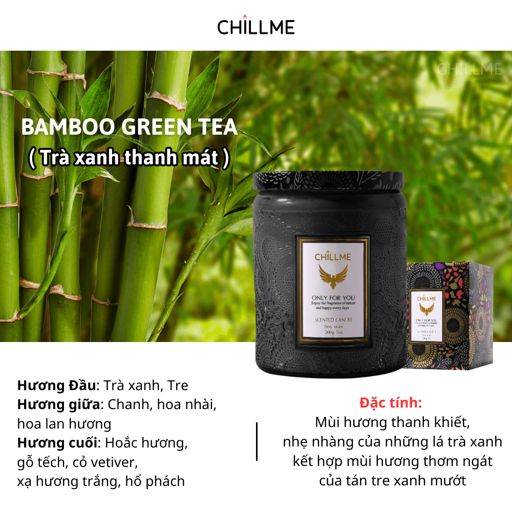  Nến thơm phòng tinh dầu chillme Luxury 400g ( 200g sáp ) organic không khói dễ ngủ trang trí - LXR 