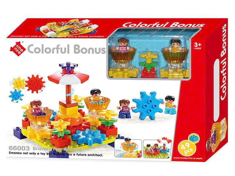 Đồ chơi lắp ráp: COLORFUL BONUS Đu Quay Dùng Pin No. 66003 49PCS Age3+ 