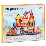  Đồ chơi giáo dục : Bộ xếp hình nam châm Magnetic Tiles Chủ Đề Cảnh Sát & Cứu Hỏa, 3ages+, No. 188-M513,M516 