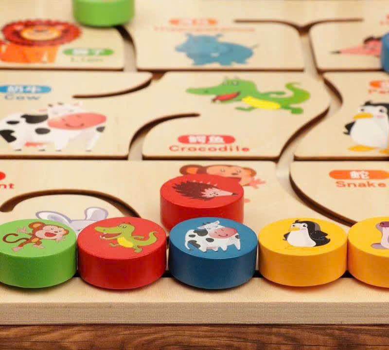  Đồ chơi giáo dục : Bảng Ghép Hình Di Chuyển Tìm Vị Trí Bằng Gỗ Cho Bé (Chủ Đề: Trái Cây, Động Vật) No. JHTOY-223,224 