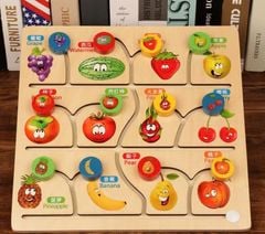  Đồ chơi giáo dục: Bảng Ghép Hình Di Chuyển Tìm Vị Trí Bằng Gỗ Cho Bé (Chủ Đề: Trái Cây, Động Vật) No.JHTOY-223,224 