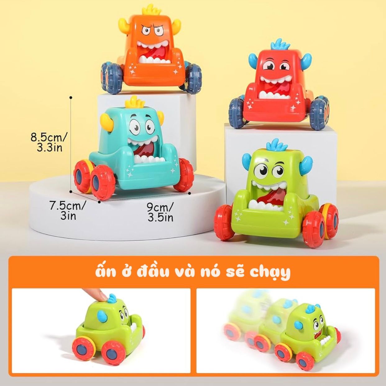  Đồ chơi vận dộng : XE ĐUA QUÁI VẬT DỄ THƯƠNG – XE CHẠY TRỚN CHO BÉ 3921 (HC-705) 