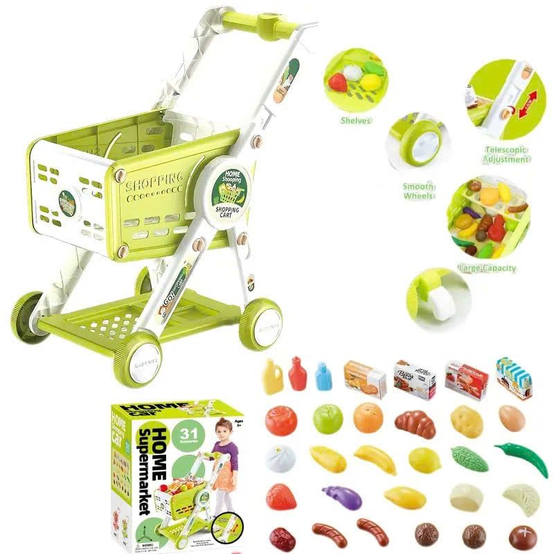  Đồ chơi nhập vai : XE ĐẨY SIÊU THỊ ĐỒ CHƠI CHO BÉ 31 CHI TIẾT – CÓ TAY CẦM ĐIỀU CHỈNH, 3ages+, No. H533A 