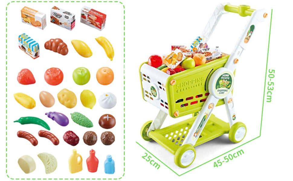  Đồ chơi nhập vai : XE ĐẨY SIÊU THỊ ĐỒ CHƠI CHO BÉ 31 CHI TIẾT – CÓ TAY CẦM ĐIỀU CHỈNH, 3ages+, No. H533A 