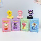  BLINDBOX : Mô hình đế hoa thỏ tím, thỏ trắng, thỏ hồng, gấu vàng xoay xoay đáng yêu, 3ages+ No. 66680 
