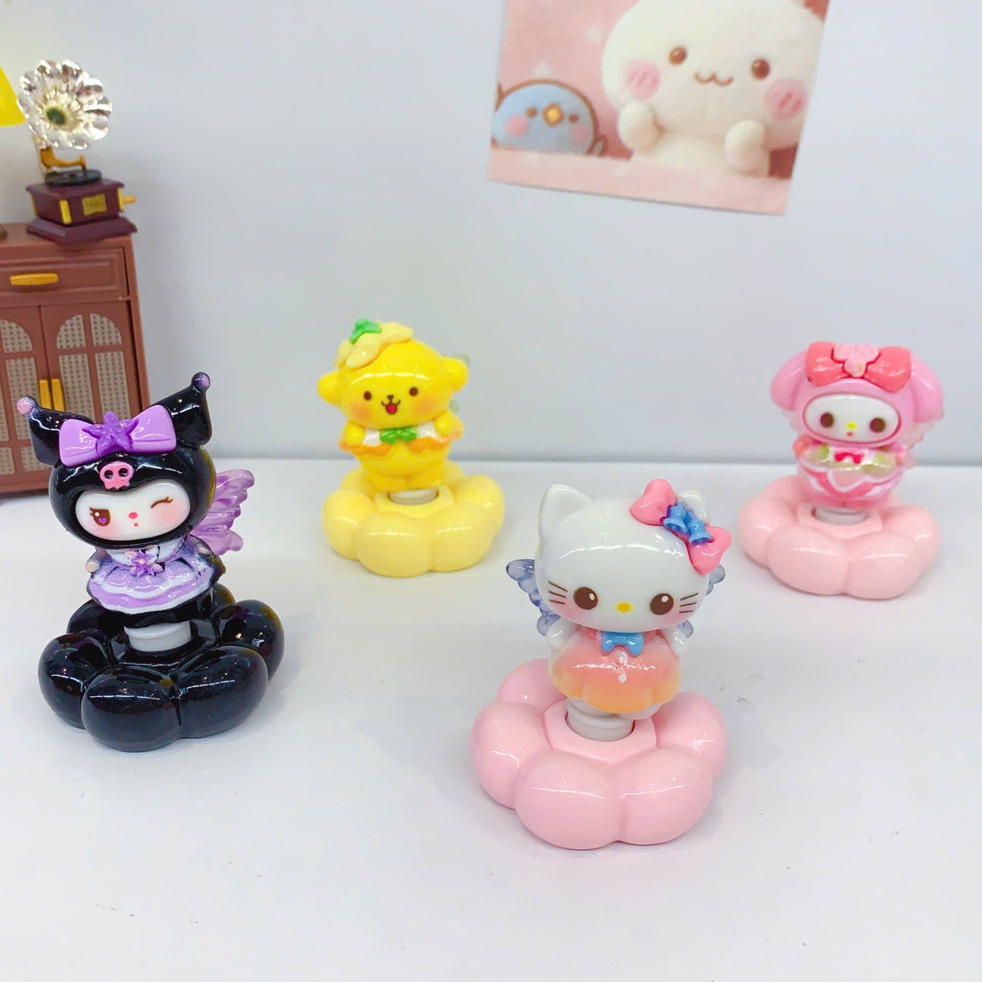  BLINDBOX : Mô hình đế hoa thỏ tím, thỏ trắng, thỏ hồng, gấu vàng xoay xoay đáng yêu, 3ages+ No. 66680 