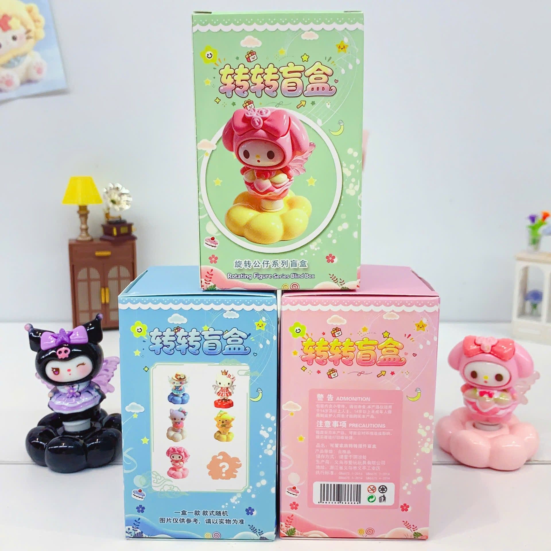  BLINDBOX : Mô hình đế hoa thỏ tím, thỏ trắng, thỏ hồng, gấu vàng xoay xoay đáng yêu, 3ages+ No. 66680 