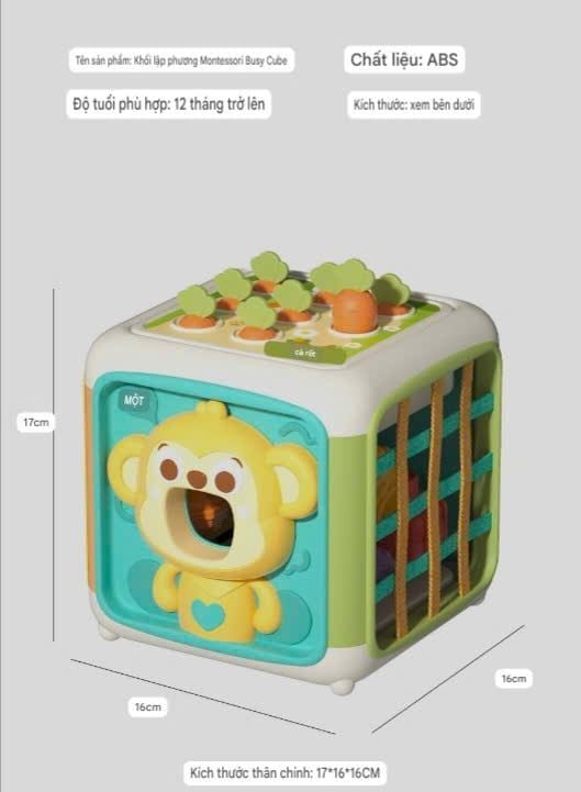  Đồ chơi vận động : KHỐI LẬP PHƯƠNG 6 MẶT CHÚ KHỈ BẬN RỘN – BUSY SMART CUBE, 3ages+, No. YL562A 