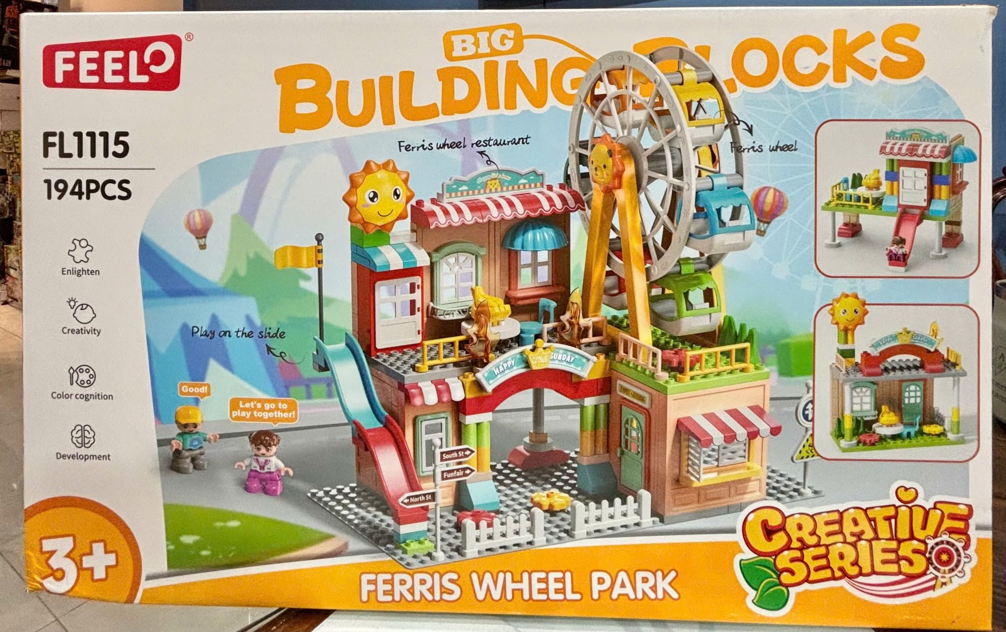 Đồ chơi lắp ráp: Tiệm Ăn Và Đu Quay - Công Viên Bánh Kẹo No. FL1115 194Pcs Age3+ 