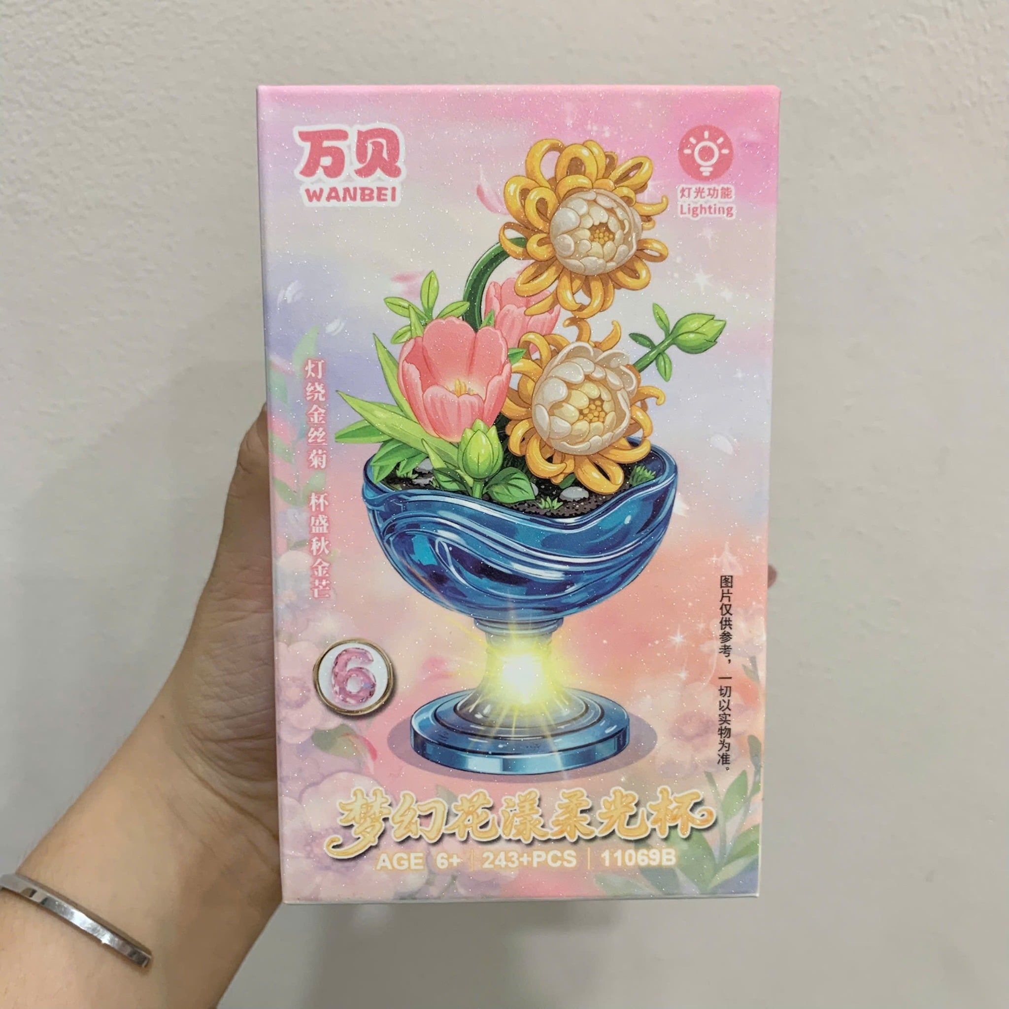  Đồ chơi lắp ráp : Bộ xếp hình cốc hoa phát sáng, 6ages+, No. 11069B 