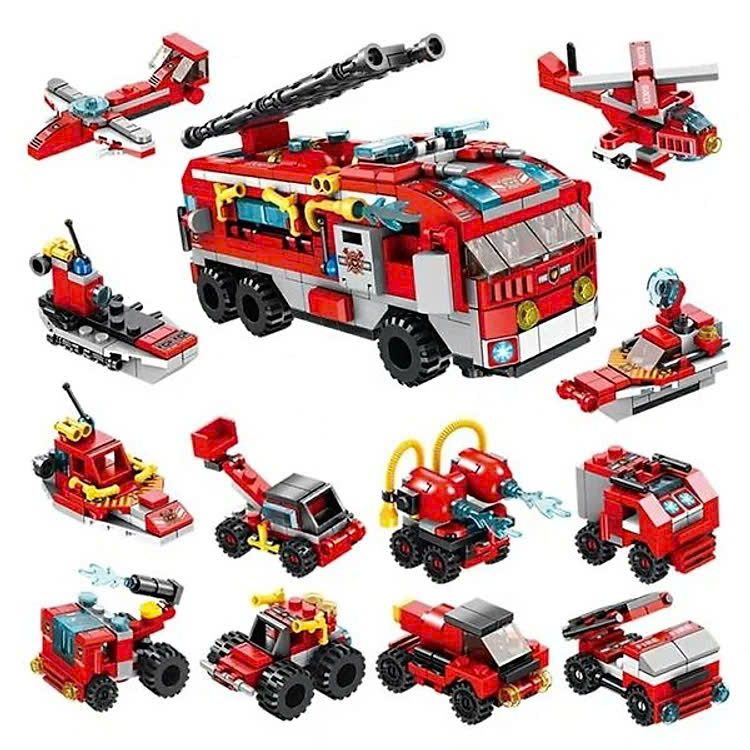  Đồ chơi lắp ráp : Bộ mô hình xe cứu hỏa PANLOS BRICK – City Fire Truck 12in1, 561pcs, 6ages+, No. 633016 