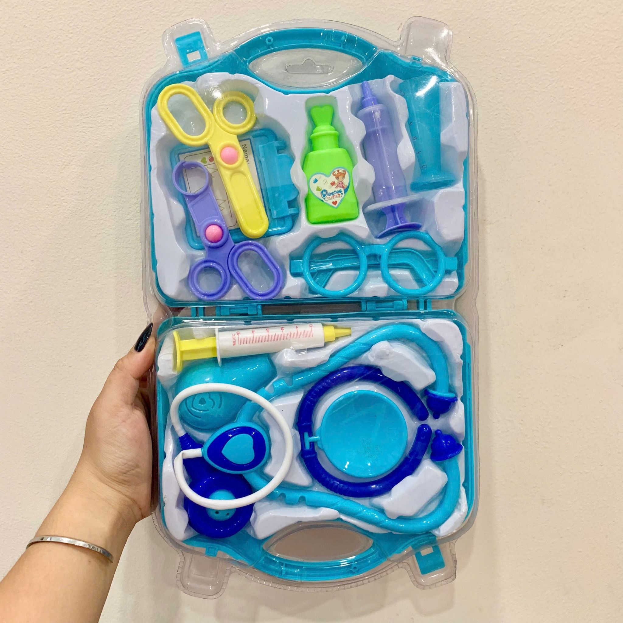  Đồ chơi nhập vai: BỘ ĐỒ CHƠI BÁC SĨ 10 CHI TIẾT KÈM HỘP ĐỰNG TIỆN LỢI, 3ages+, No. 669-013 