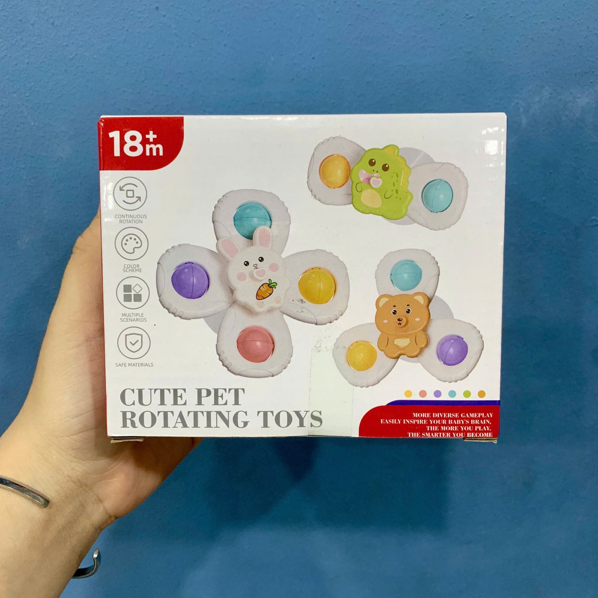  Đồ chơi vận động : Bộ 3 con xoay hình con vật dễ thương cho bé (18+M), No. FXB-18 