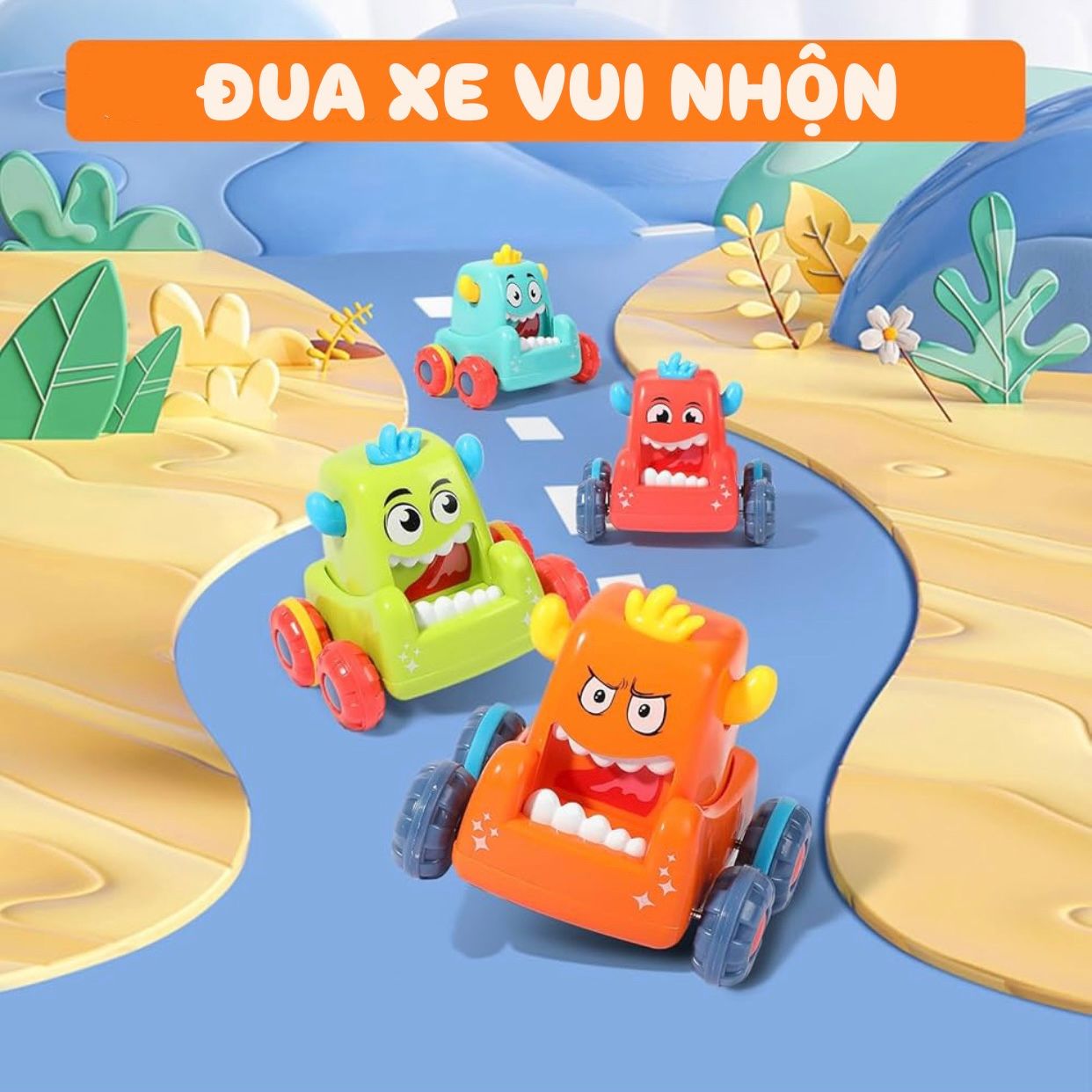  Đồ chơi vận dộng : XE ĐUA QUÁI VẬT DỄ THƯƠNG – XE CHẠY TRỚN CHO BÉ 3921 (HC-705) 