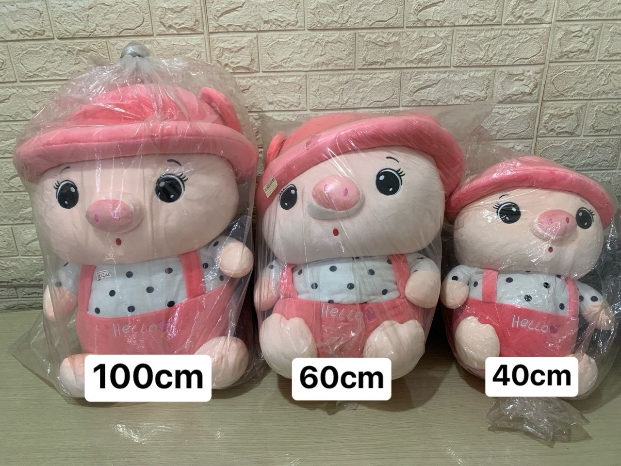  Gấu bông: Heo đội nón hồng dễ thương (nhiều kích thước) 