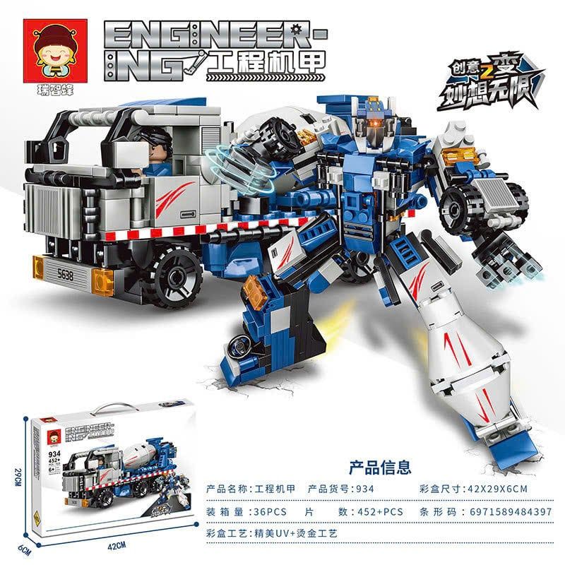  Đồ chơi lắp ráp : Bộ mô hình 2in1 xe bê tông robot và xe cứu hỏa robot, 6ages+, No. 934, 939 