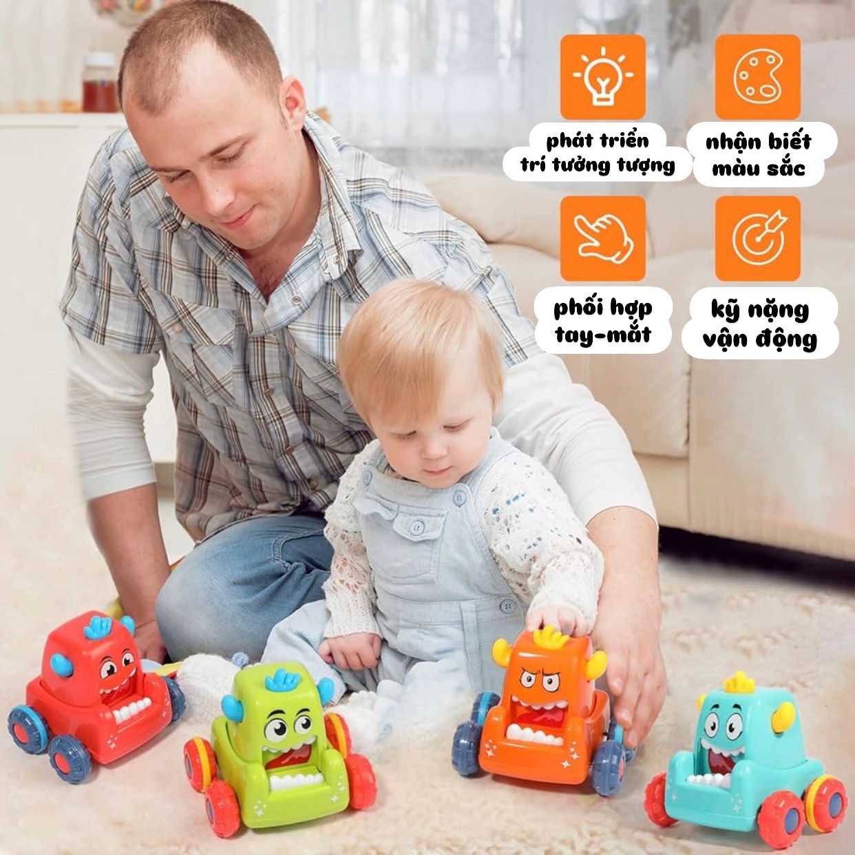  Đồ chơi vận dộng : XE ĐUA QUÁI VẬT DỄ THƯƠNG – XE CHẠY TRỚN CHO BÉ 3921 (HC-705) 