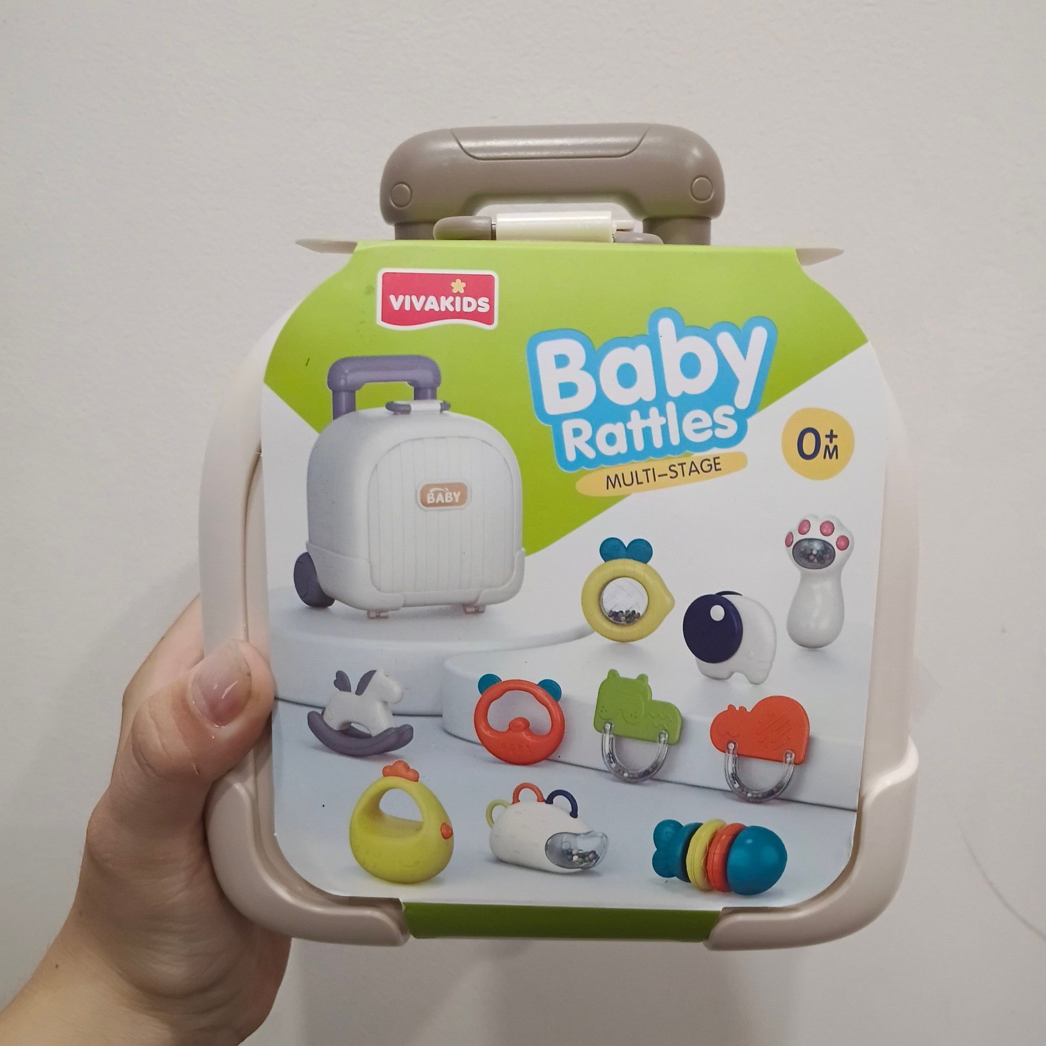  Đồ chơi trẻ em : Bộ vali kéo 10 phụ kiện xúc xắc gặm nướu vali kéo ngộ nghĩnh, cho bé trên 3 tháng tuổi No. 6661-3 