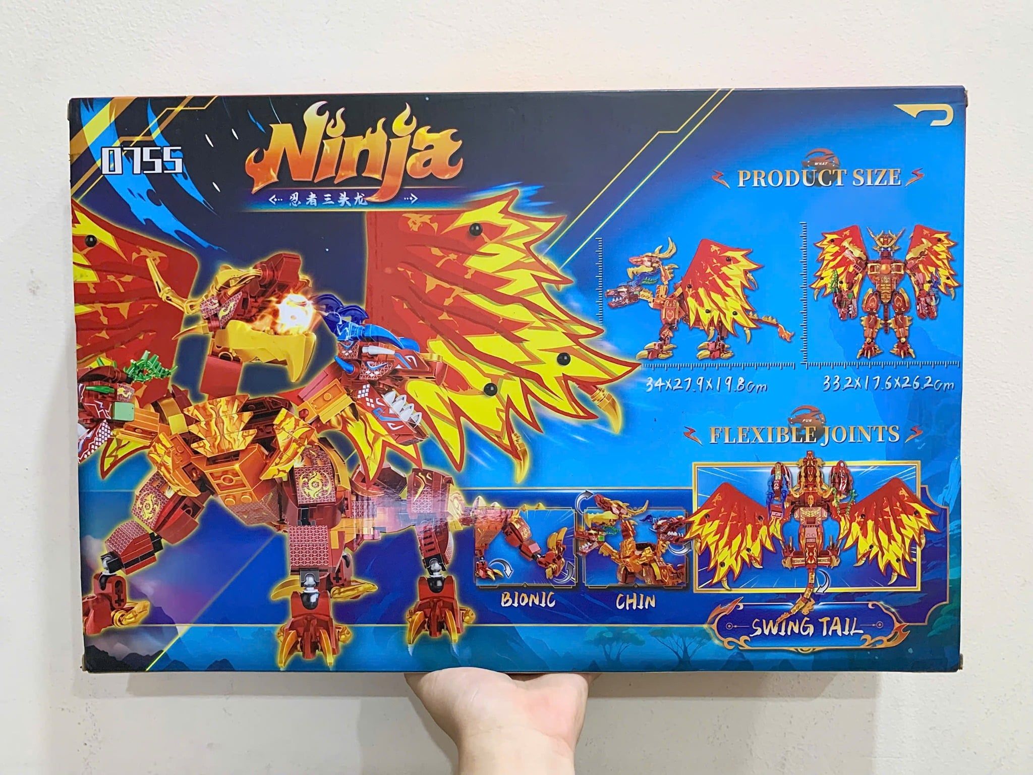  Đồ chơi lắp ráp : Bộ mô hình NINJA RỒNG LỬA 3 ĐẦU – 697 CHI TIẾT, 6ages+, No. 0755 