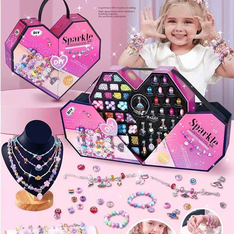  Bộ DIY làm vòng tay & vòng cổ hạt charm – Hộp trái tim Sparkle 1388 chi tiết, No. 7103 