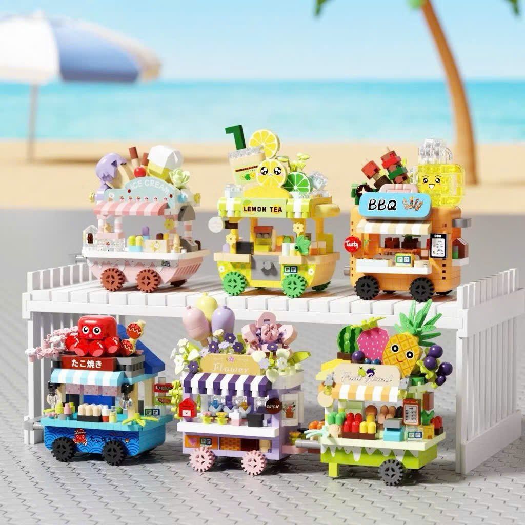  Đồ chơi lắp ráp : Bộ sưu tập Mini Building Block – Cửa Hàng Hoa, Hoa quả, Đồ ăn siêu xinh , 3ages, No. K365, K400-K405 