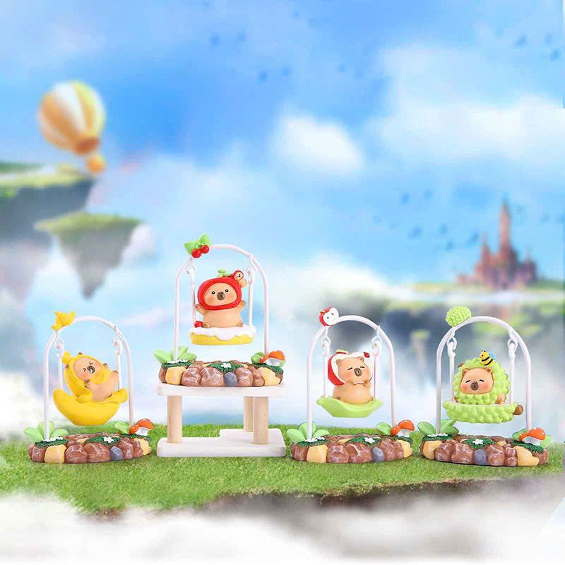  BLINDBOX CAPYBARA : Mô hình Capybara xích đu hoa quả, 15ages+, No. 1040-350 