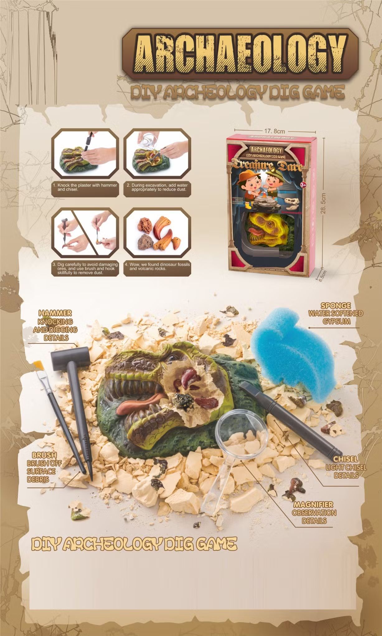  Đồ chơi khảo cổ : Khai quật hoá thạch khủng long Tyra No. 129-59 