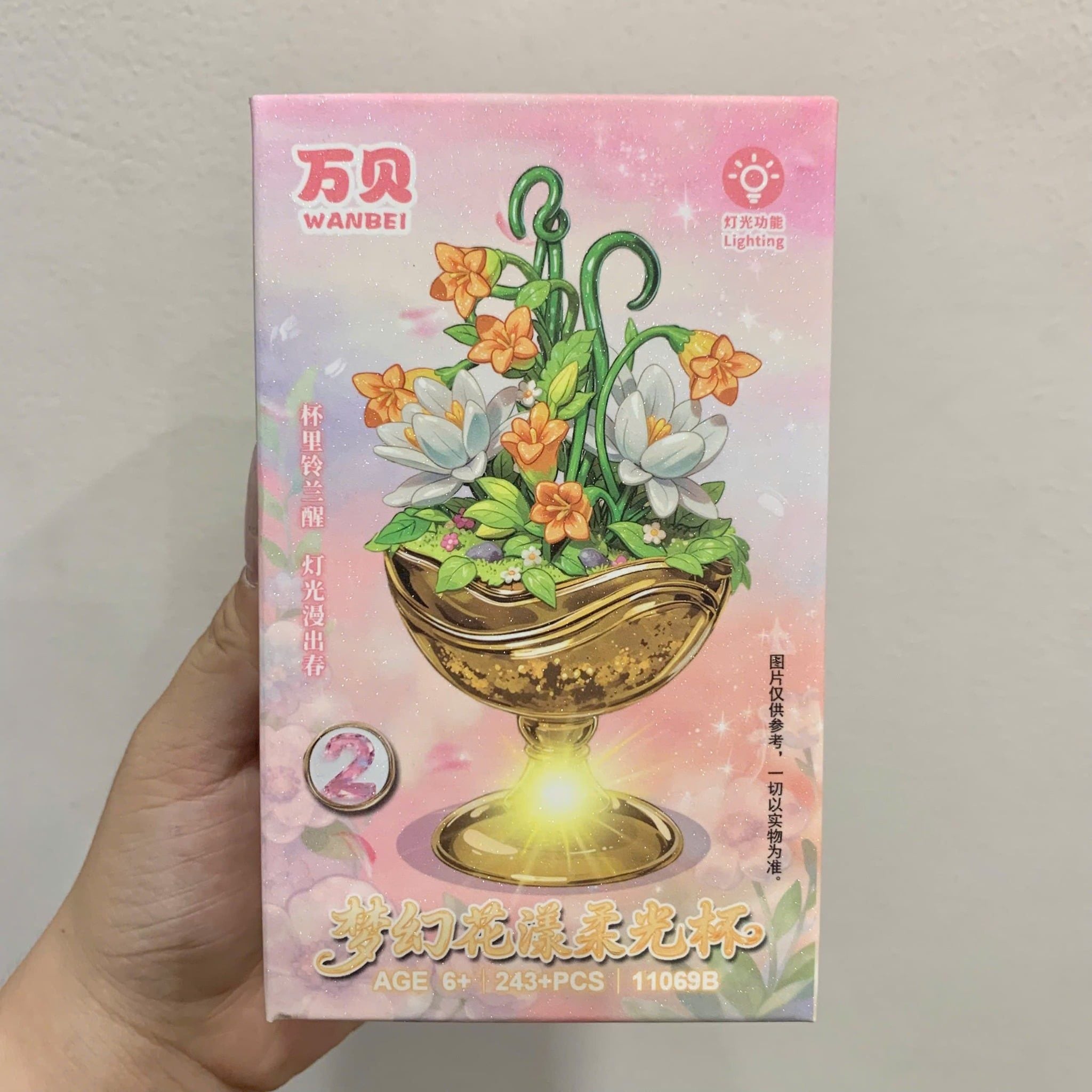  Đồ chơi lắp ráp : Bộ xếp hình cốc hoa phát sáng, 6ages+, No. 11069B 