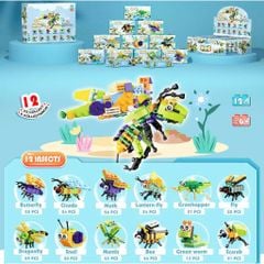  Đồ chơi lắp ráp : Bộ sưu tập lắp ráp Insect & Dinosaur – Côn trùng và Khủng long, 6ages+, No. SM195B-SM196B 
