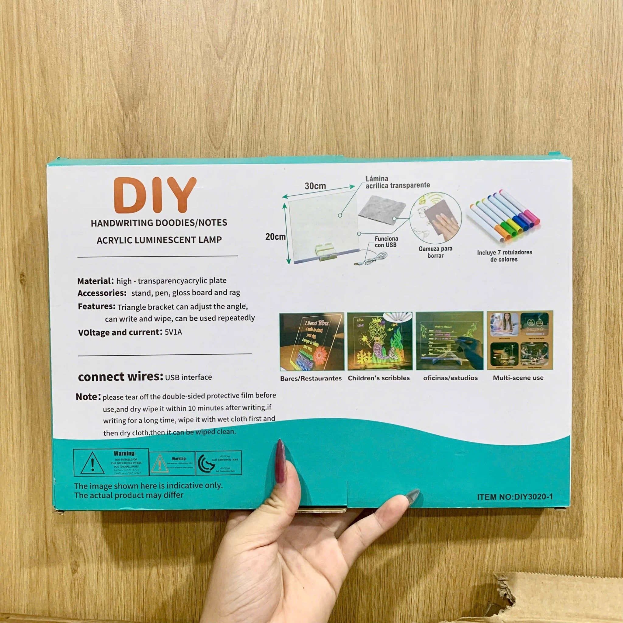  Đồ chơi DIY : Bảng vẽ Led dạ quang - DIY Acrylic Luminescent Lamp, No. DIY3020-1 