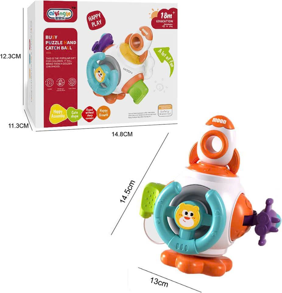  Đồ chơi vận động : Bộ đồ chơi khối bận rộn 6in1 cho bé - Busy Puzzle Hand Catch Ball, 18m+, No. 99-17 