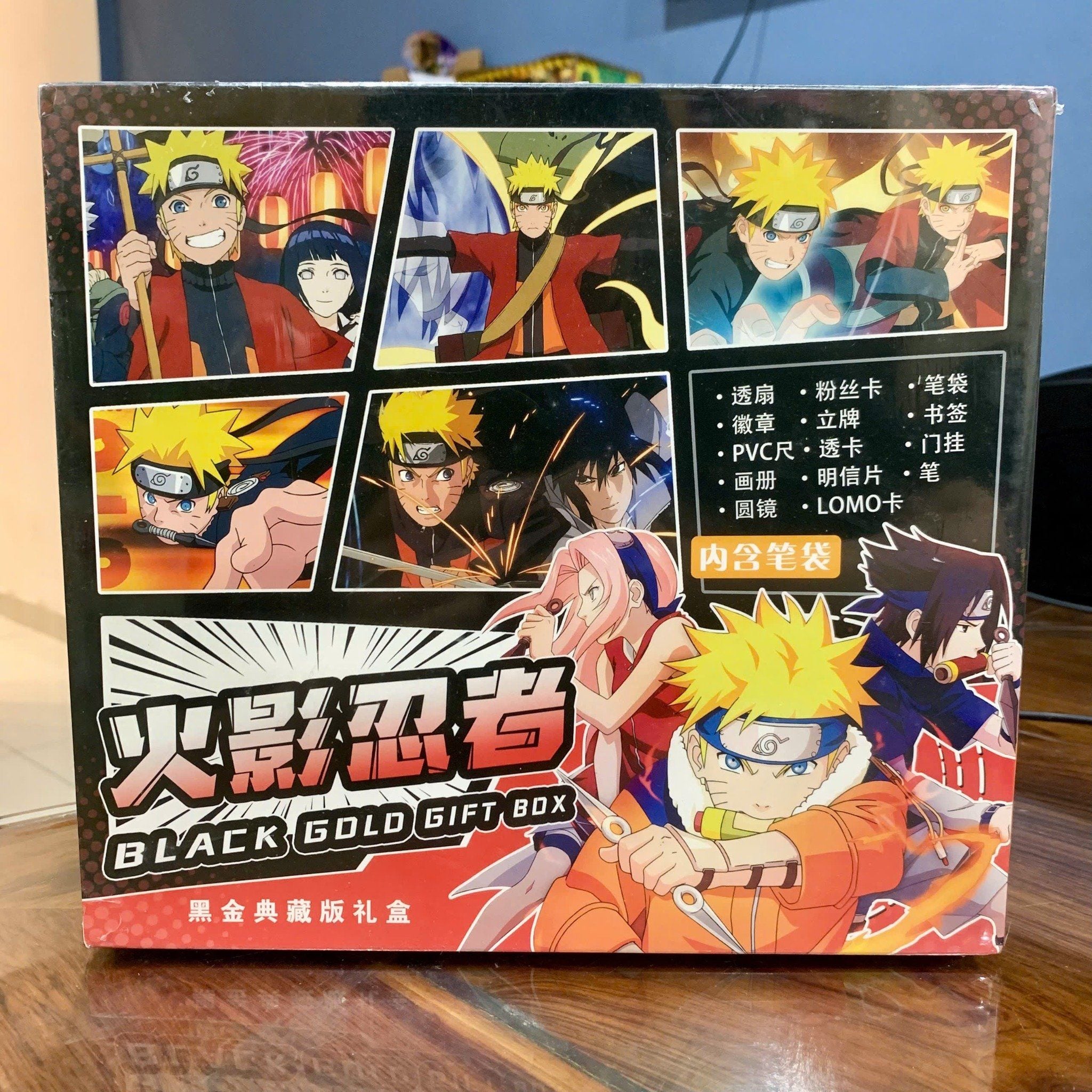  Hộp Quà Anime Black Gold Gift Box – Naruto & One Piece, hộp quà lưu niệm 14 món 