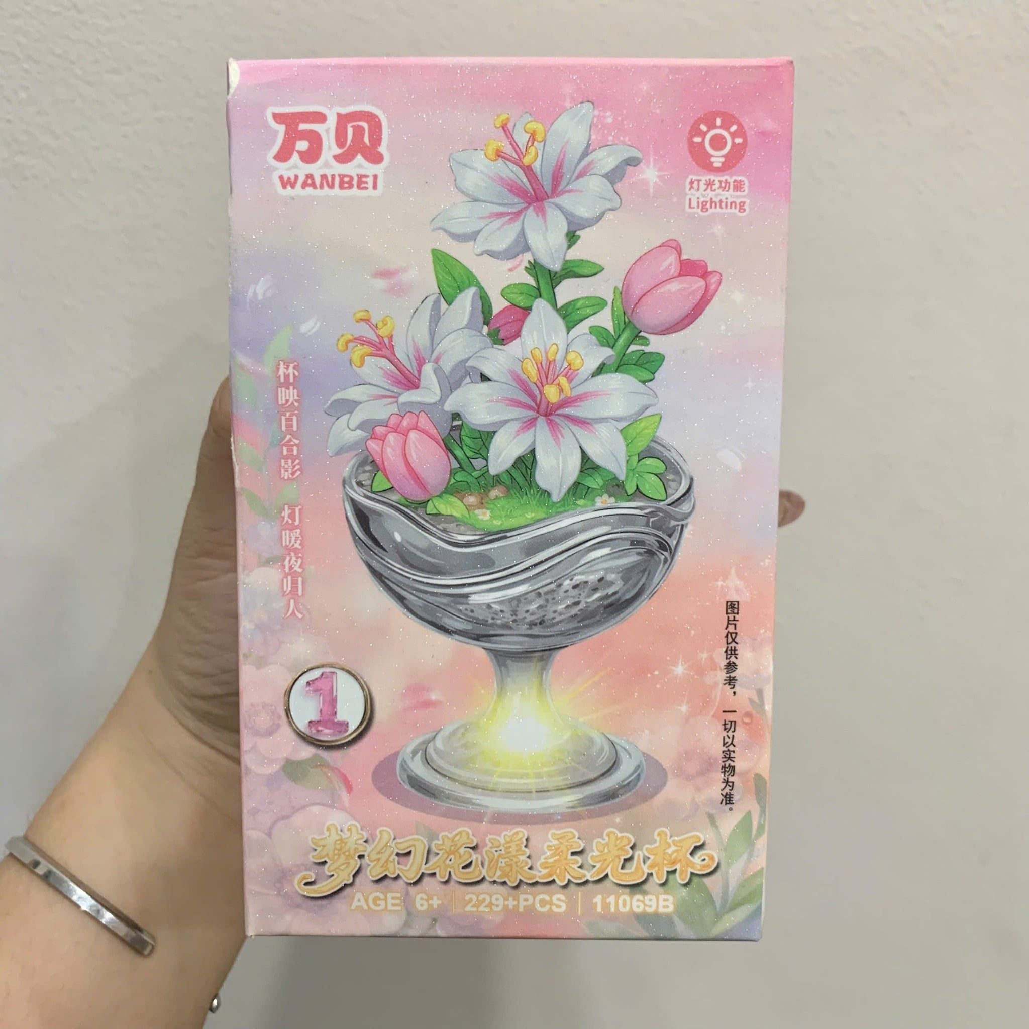  Đồ chơi lắp ráp : Bộ xếp hình cốc hoa phát sáng, 6ages+, No. 11069B 