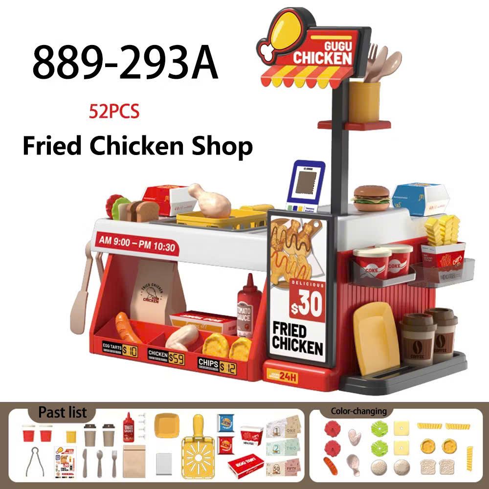  Đồ chơi nhập vai : Bộ đồ chơi cửa hàng gà rán -  Fried Chicken Shop, 52pcs, 3ages+, No. 889-293A 