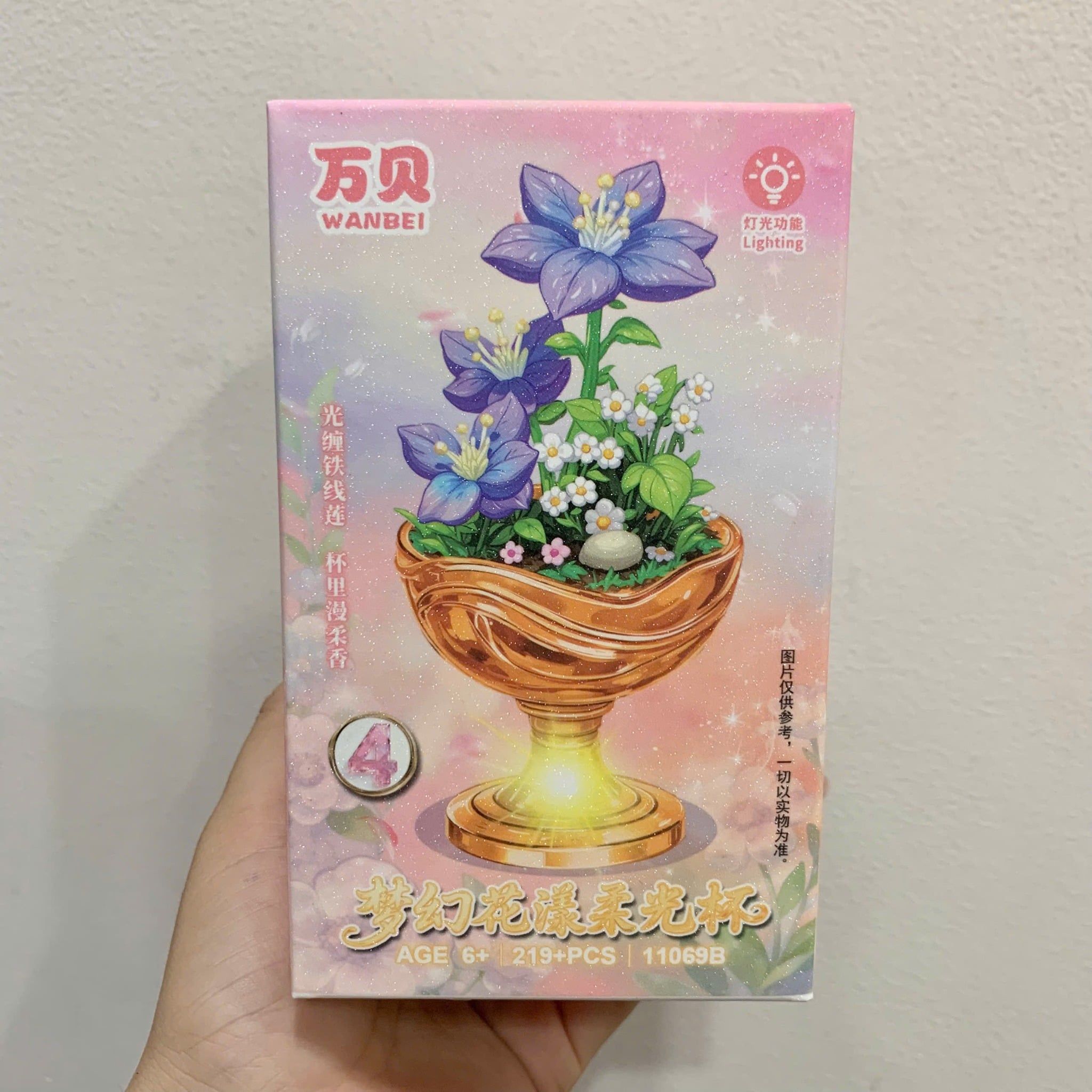  Đồ chơi lắp ráp : Bộ xếp hình cốc hoa phát sáng, 6ages+, No. 11069B 