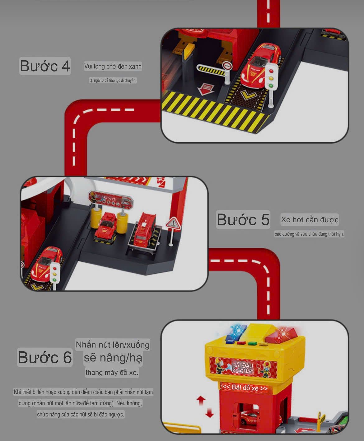  Đồ chơi vận động : Garage trạm cứu hoả City Shuttle - Assembled Rail Car Series, 90pcs, 3ages, No. 69921A 