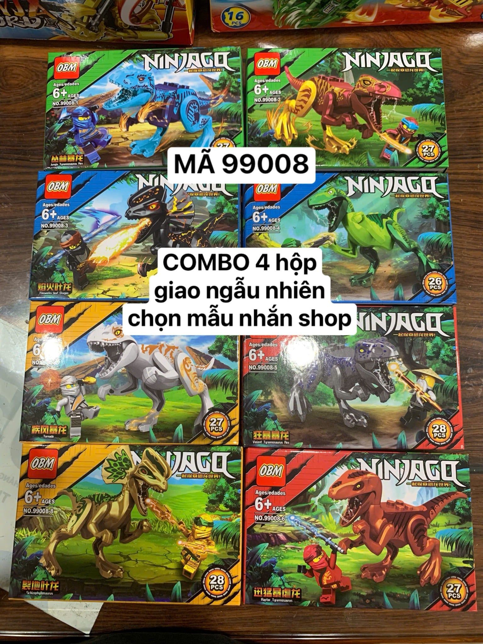  Đồ chơi lắp ráp : Bộ sưu tập nhiều mẫu mô hình phi cơ và khủng long (16b nhỏ/lốc), 6ages+, No. 99008, 99034, 99108 