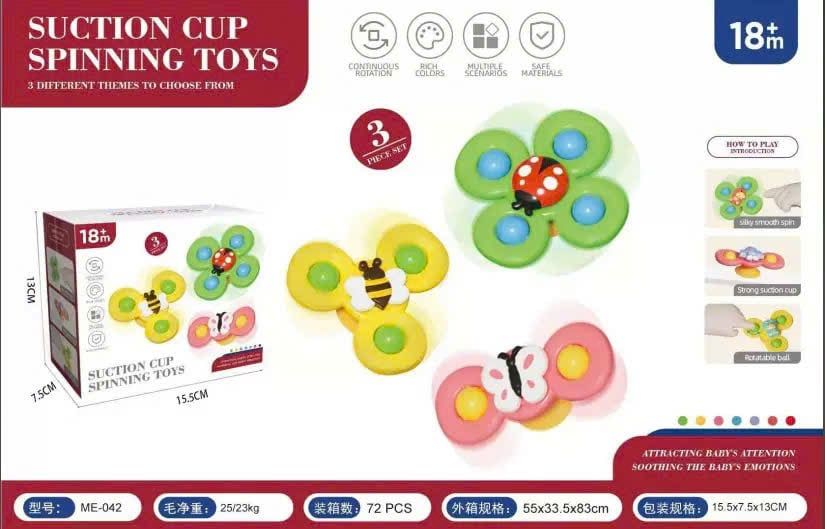  Đồ chơi vận động : SET 3 CON QUAY HÌNH ĐỘNG VẬT CHO BÉ – SUCTION CUP SPINNING TOYS (18M+), No. ME-042 