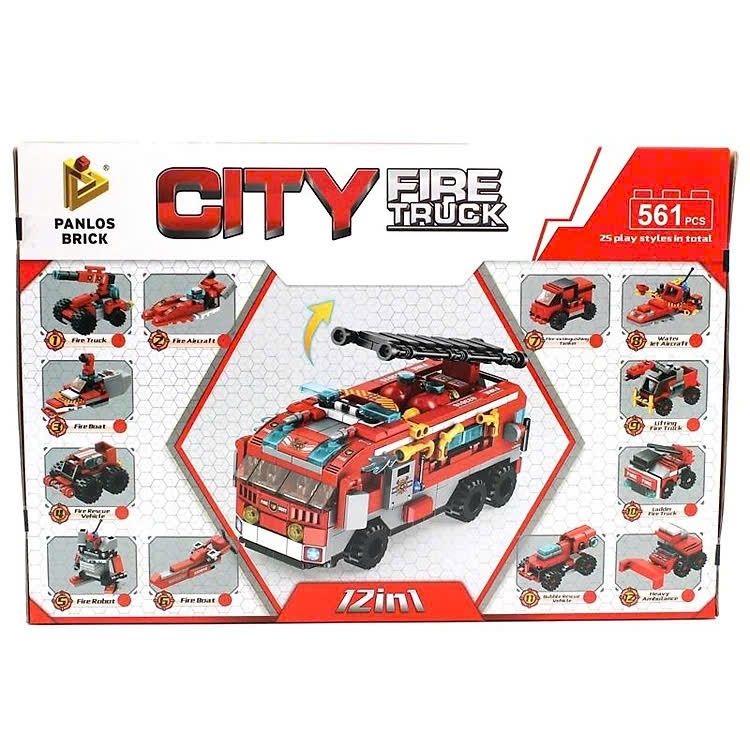  Đồ chơi lắp ráp : Bộ mô hình xe cứu hỏa PANLOS BRICK – City Fire Truck 12in1, 561pcs, 6ages+, No. 633016 