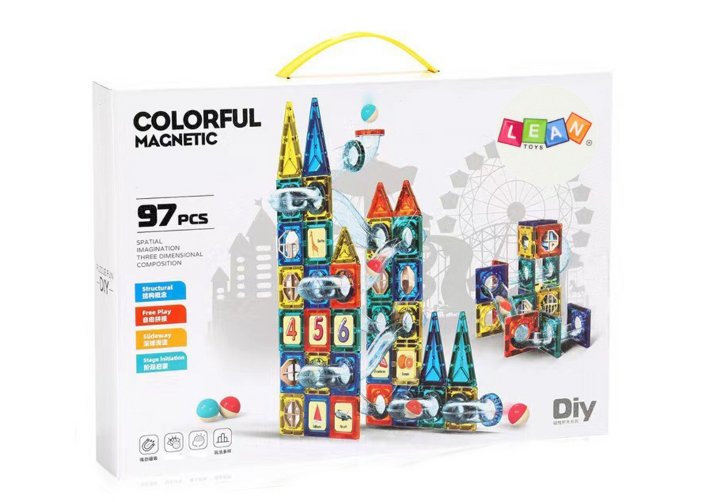  Đồ chơi giáo dục : bộ lắp ráp hình khối ( từ tính ) xây dựng công trình thả bóng, 73pcs & 97pcs, 6Ages+ No. 9917,9918B 
