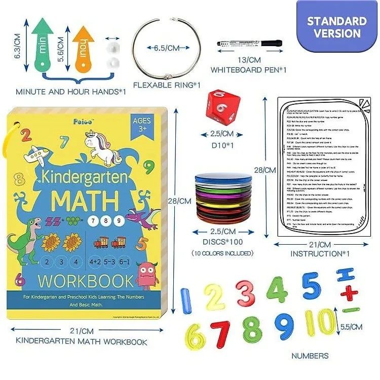  Đồ chơi giáo dục : Bộ thẻ và số toán học mầm non Kinder Math, phừ hợp cho trẻ 3 tuổi giúp phát triển tư duy 