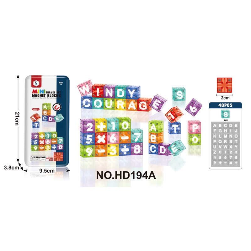 Đồ chơi giáo dục : Bộ xếp hình nam châm Mini Travel Magnet Blocks - 30&40pcs, 3ages+, No. HD181A, HD194A 