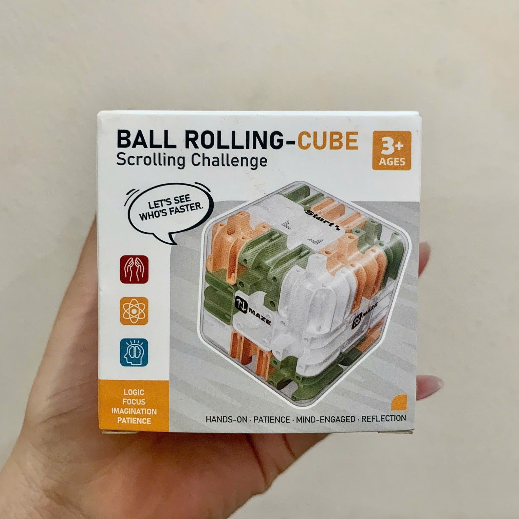  Đồ chơi trí tuệ : Khối Rubik 3D lăn bi trong suốt, giải đố mê cung giúp bé phát triển tư duy logic, 3ages, No. ME-309 